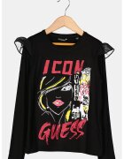 GUESS KIDS Bluza cu volane din sifon pe umar - Rosu/Negru/Galben