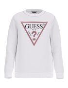 GUESS KIDS Bluza de trening cu decolteu la baza gatului si imprimeu logo - Alb optic/Roz prafuit