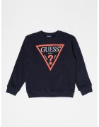 GUESS KIDS Bluza de trening cu decolteu la baza gatului si logo - Rosu/Bleumarin
