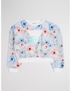 GUESS KIDS Bluza de trening cu imprimeu floral - mansete elastice si terminatie - Albastru deschis