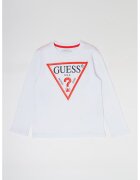 GUESS KIDS Bluza din bumbac organic cu imprimeu logo - Alb optic