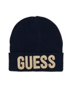 GUESS KIDS Caciula elastica cu imprimeu logo - Albastru ultramarin/Bej