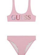 GUESS KIDS Costum de baie cu doua piese si logo din strasuri - Roz somon