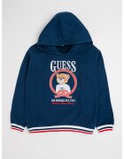 GUESS KIDS Hanorac din bumbac cu benzi contrastante si imprimeu - Bleumarin