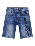 GUESS KIDS Pantaloni scurti cu aspect decolorat si logo brodat - Albastru