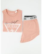GUESS KIDS Pijama de jerseu cu imprimeu logo triunghiular - Roz prafuit