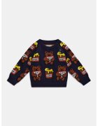 GUESS KIDS Pulover cu decolteu la baza gatului si imprimeu - Maro/Albastru ultramarin/Galben sofran