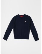 GUESS KIDS Pulover cu decolteu la baza gatului si logo - Albastru ultramarin