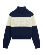 GUESS KIDS Pulover cu model logo si guler inalt - Crem/Bleumarin