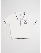 GUESS KIDS Pulover polo cu maneci scurte si linii contrastante - Bej/Alb murdar/Bleumarin