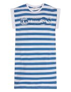 GUESS KIDS Rochie cu dungi si logo brodat - Alb/Albastru