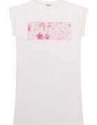 GUESS KIDS Rochie-tricou cu maneci rulate - Alb/Roz zmeuriu