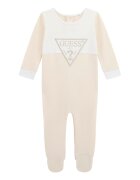GUESS KIDS Salopeta cu botosei si logo brodat - Alb/Bej deschis