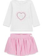 GUESS KIDS Set de bluza cu logo si fusta bufanta - Alb/Roz
