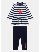 GUESS KIDS Set de bluza cu model in dungi si colanti cu imprimeu logo - 2 Piese - Alb optic/Bleumarin