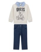 GUESS KIDS Set de bluza de trening si blugi - 2 piese - Alb fildes/Albastru inchis