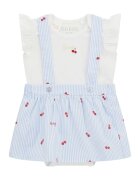 GUESS KIDS Set de body si salopeta - Rosu/Albastru pastel/Alb fildes