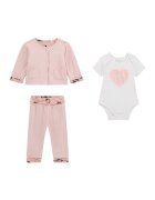 GUESS KIDS Set de jacheta - pantaloni si body - 3 piese - Alb murdar/Roz prafuit