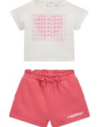 GUESS KIDS Set de pantaloni scurti si tricou din amestec de bumbac cu imprimeu logo - 2 Piese - Alb murdar/Roz