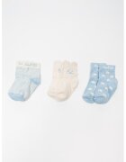 GUESS KIDS Set de sosete scurte - 3 perechi - Alb fildes/Albastru deschis