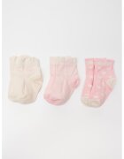 GUESS KIDS Set de sosete scurte - 3 perechi - Alb/Roz deschis