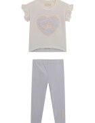 GUESS KIDS Set de tricou cu logo si colanti - Grej