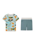 GUESS KIDS Set de tricou si bermude - Albastru pal/Verde sparanghel