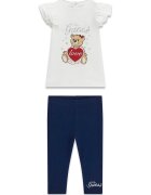 GUESS KIDS Set de tricou si colanti - Alb/Albastru ultramarin