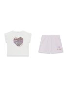 GUESS KIDS Set de tricou si pantaloni scurti - Alb fildes/Violet