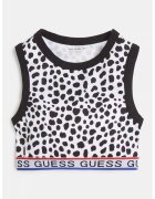 GUESS KIDS Top crop cu banda cu logo in talie - Negru/Alb optic