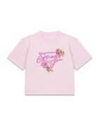 GUESS KIDS Tricou crop cu imprimeu logo - Roz deschis/Roz prafuit