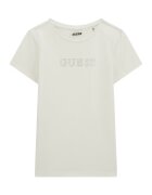 GUESS KIDS Tricou cu aplicatii din strasuri - Alb murdar/Argintiu