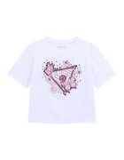GUESS KIDS Tricou cu broderie logo si paiete - Alb/Roz deschis
