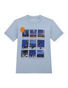 GUESS KIDS Tricou cu decolteu la baza gatului si imprimeu - Alb/Albastru lavanda/Albastru royal