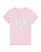 GUESS KIDS Tricou cu decolteu la baza gatului si imprimeu logo - Alb/Roz deschis