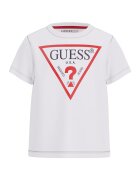 GUESS KIDS Tricou cu decolteu la baza gatului si logo - Rosu/Alb optic