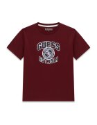 GUESS KIDS Tricou cu decolteu rotund si logo - Visiniu