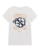 GUESS KIDS Tricou cu imprimeu logo - Auriu/Alb fildes/Bleumarin