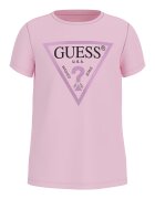 GUESS KIDS Tricou de bumbac cu imprimeu logo metalizat - Roz pastel