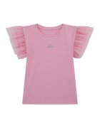 GUESS KIDS Tricou din amestec de bumbac cu maneci cu volane - Roz