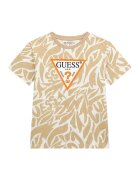 GUESS KIDS Tricou din bumbac cu model - Alb/Bej inchis