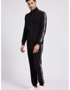 GUESS Pantaloni de trening cu benzi logo laterale si snur - Alb/Negru