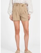 GUESS Pantaloni scurti din amestec de lyocell si in - cu talie inalta - Maro nisip