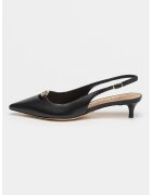 GUESS Pantofi de piele cu toc kitten - Negru