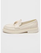 GUESS Pantofi loafer din piele cu logo - Crem