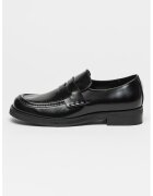 GUESS Pantofi loafer uni de piele - Negru