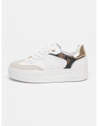 GUESS Pantofi sport cu detalii monograma - Alb/Auriu