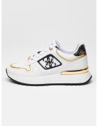 GUESS Pantofi sport cu logo cu monograma - Alb/Auriu/Negru