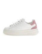 GUESS Pantofi sport de piele cu garnituri de piele intoarsa - Alb/Roz