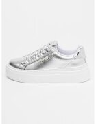 GUESS Pantofi sport de piele ecologica - Alb optic/Argintiu